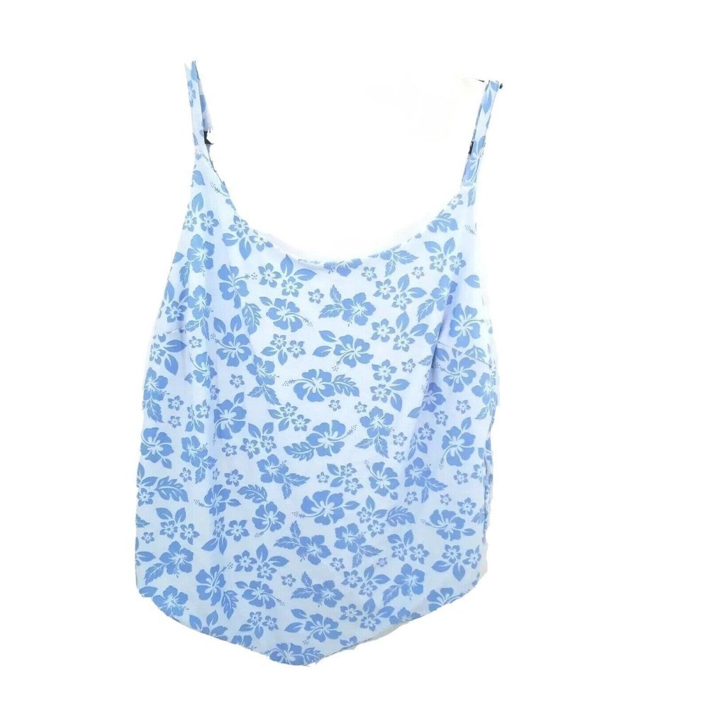 Rue21 blue floral bandana lace up knit top womens plus size 1x spaghetti strap
